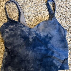 Lululemon Align Cropped Tank Size 2 Blue Tie Dye Yoga Workout Top